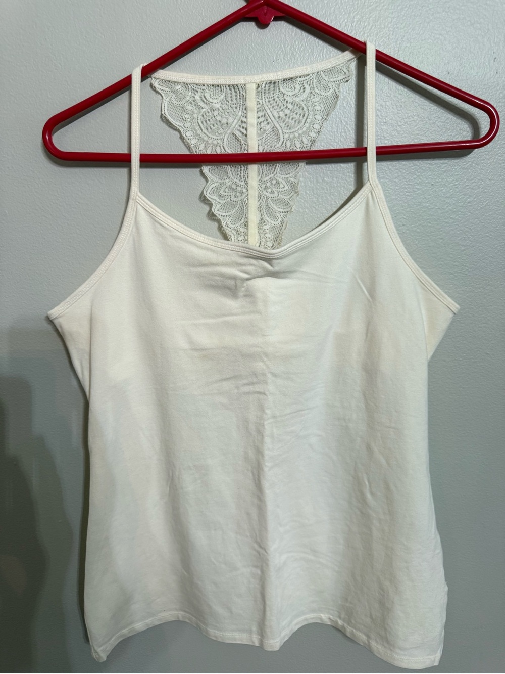 Maurices Large Cream Racerback tank with Built In Bra